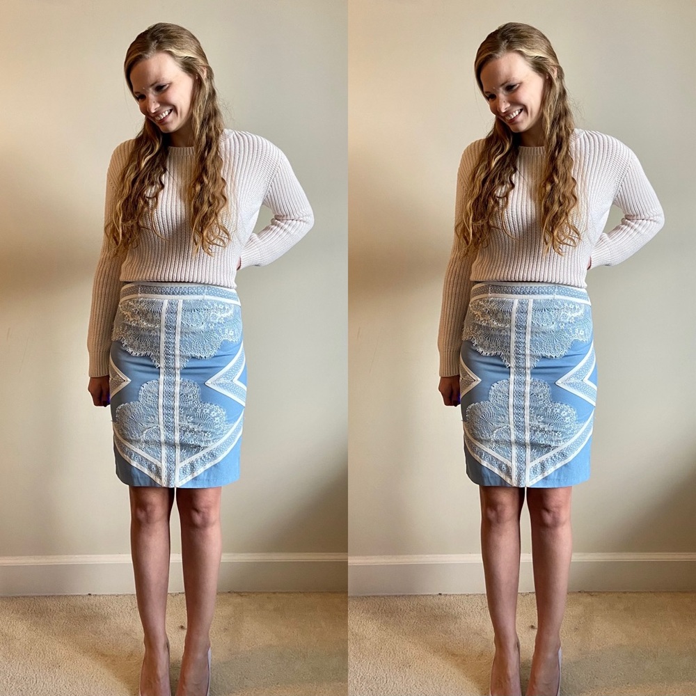 Endless Rose blue lace pencil skirt faux leather - Picture 3 of 11